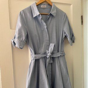 Calvin Klein Fit-&-Flare Shirtdress - Size 10 - bleu